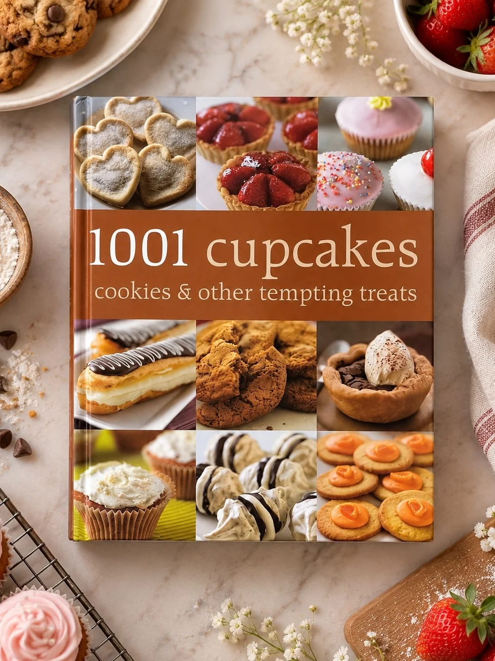 1001 Cupcakes Cookbook - Brown Cover